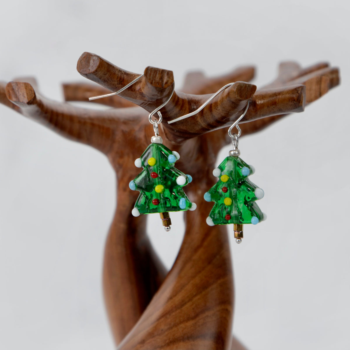 LampWork Glass Christmas Earrings