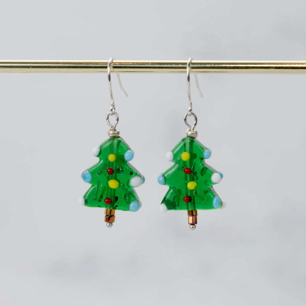 LampWork Glass Christmas Earrings