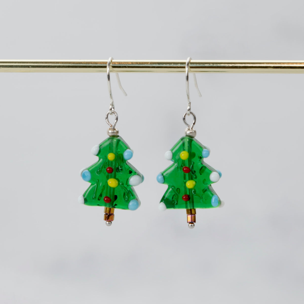 LampWork Glass Christmas Earrings