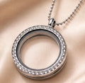 Crystal Round Memory Locket Necklace
