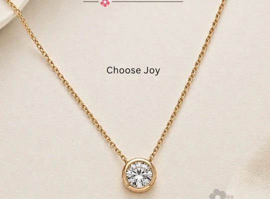 Choose Joy Reversible Smiley Face Necklace in Gold