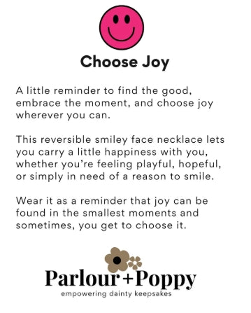 Choose Joy Reversible Smiley Face Necklace in Gold