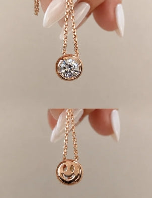 Choose Joy Reversible Smiley Face Necklace in Gold