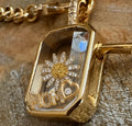 Square Glass Keepsake Double Clasp Locket Necklace