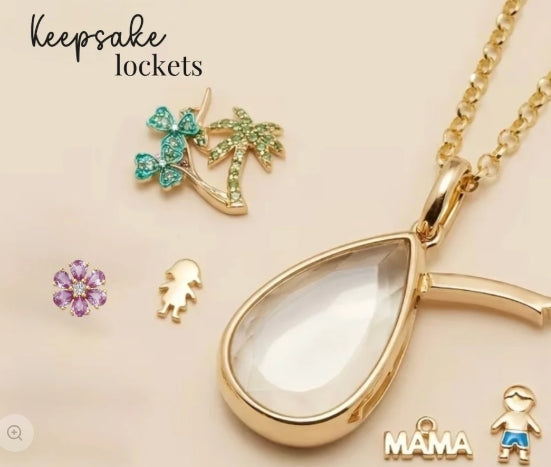 Teardrop Glass Keepsake Locket Necklace in gold plated