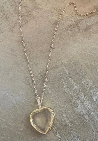Heart-Shaped Glass Keepsake Locket Necklace