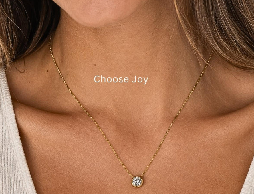 Choose Joy Reversible Smiley Face Necklace in Gold