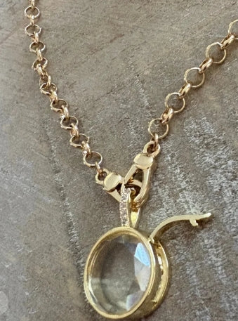 Small Round Glass Keepsake Locket Necklace in gold