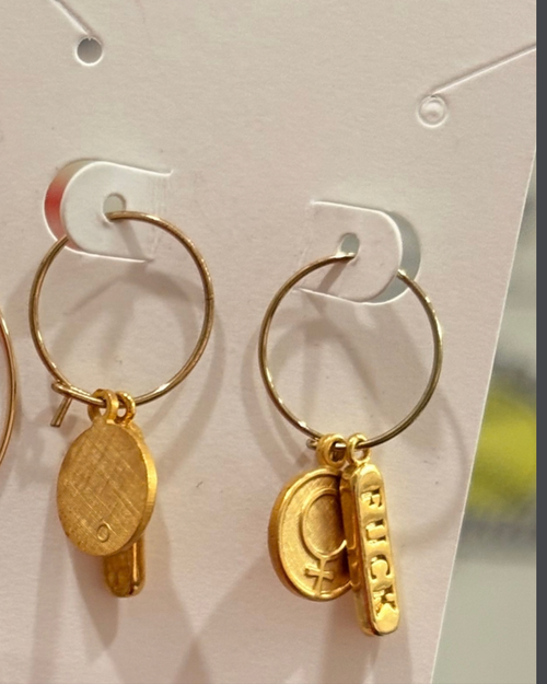 "Fuck" Hoop Earrings in Gold